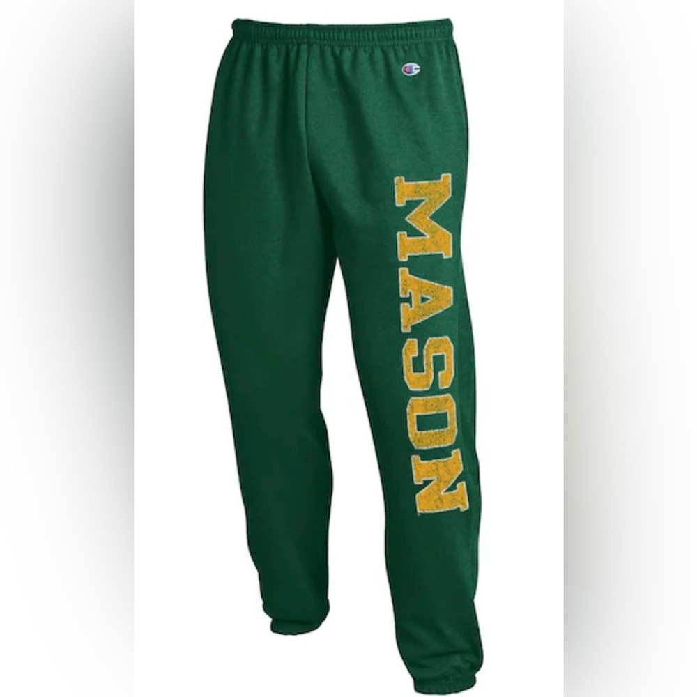Champion Forest Green Joggers with Vibrant Yellow Lettering